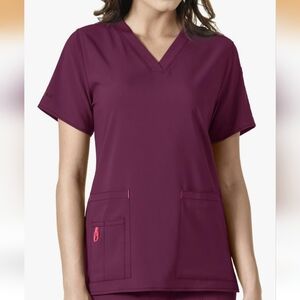Carhartt Force Cross-Flex Modern Fit V-Neck Wine Scrub Top